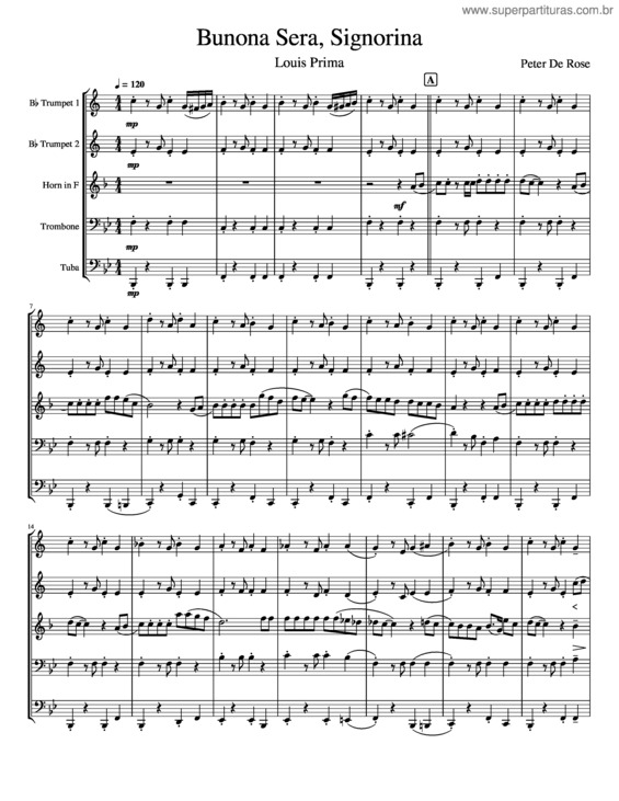 Partitura da música Bunona Sera, Signorina