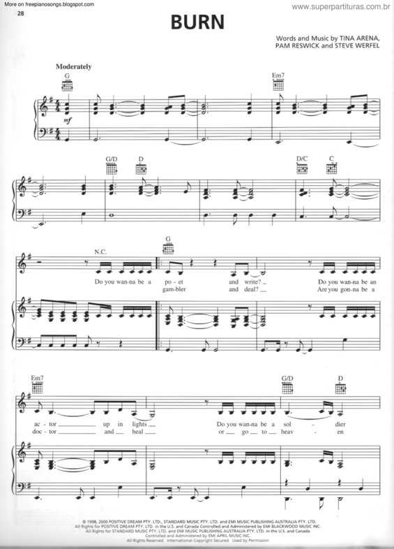 Partitura da música Burn v.5