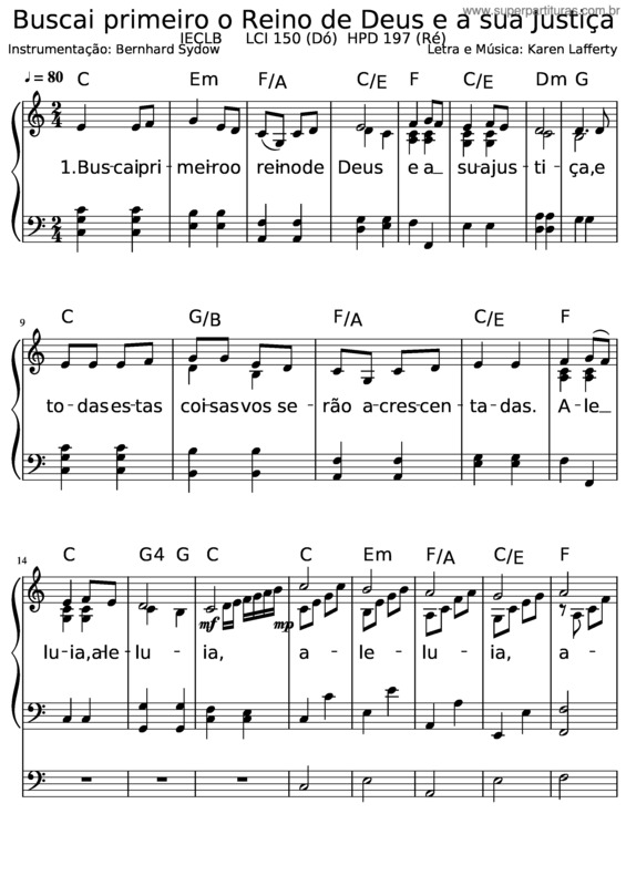 Partitura da música Buscai Primeiro O Reino De Deus E A Sua Justiça