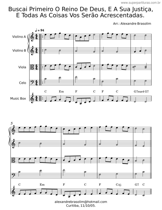 Partitura da música Buscai Primeiro O Reino De Deus v.4