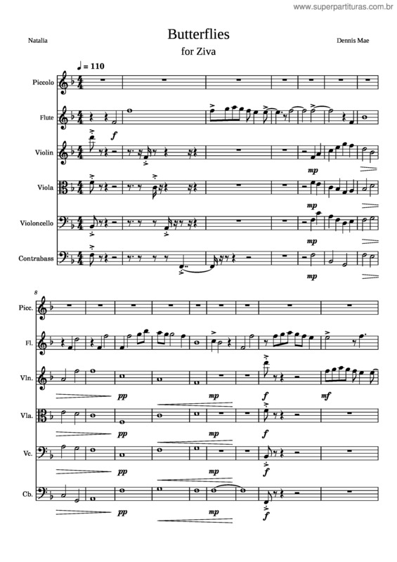 Partitura da música Butterflies For Ziva Ensemble