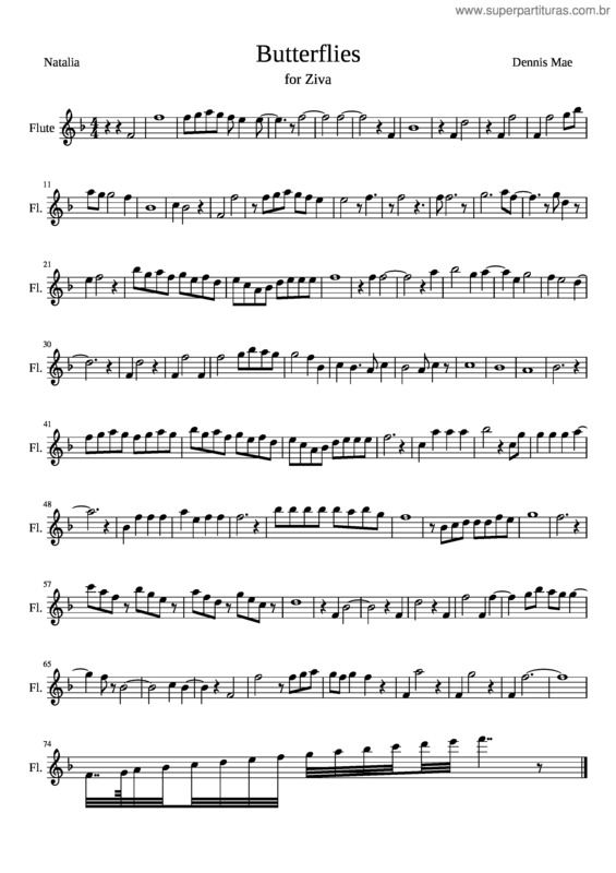 Partitura da música Butterflies For Ziva