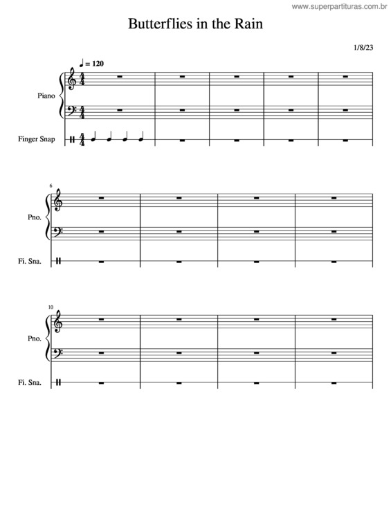 Partitura da música Butterflies In The Rain v.2