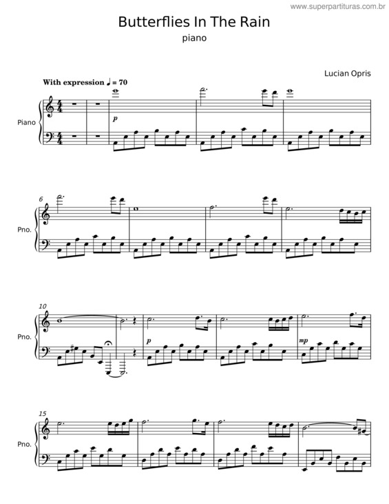 Partitura da música Butterflies In The Rain v.3