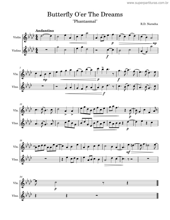 Partitura da música Butterflies O`Er The Dreams.