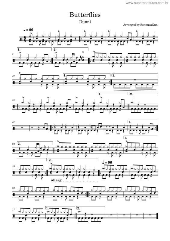 Partitura da música Butterflies v.22