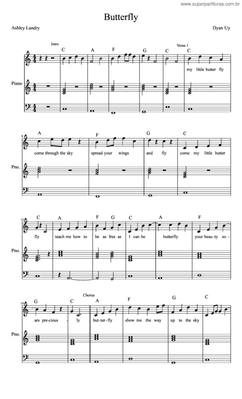 Partitura da música Butterflies v.4