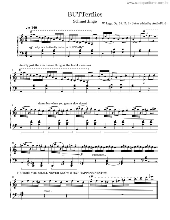 Partitura da música Butterflies v.6