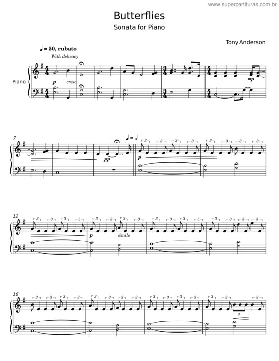 Partitura da música Butterflies v.7