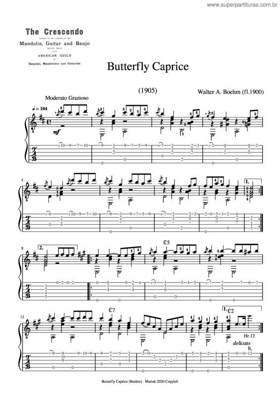 Partitura da música Butterfly Caprice