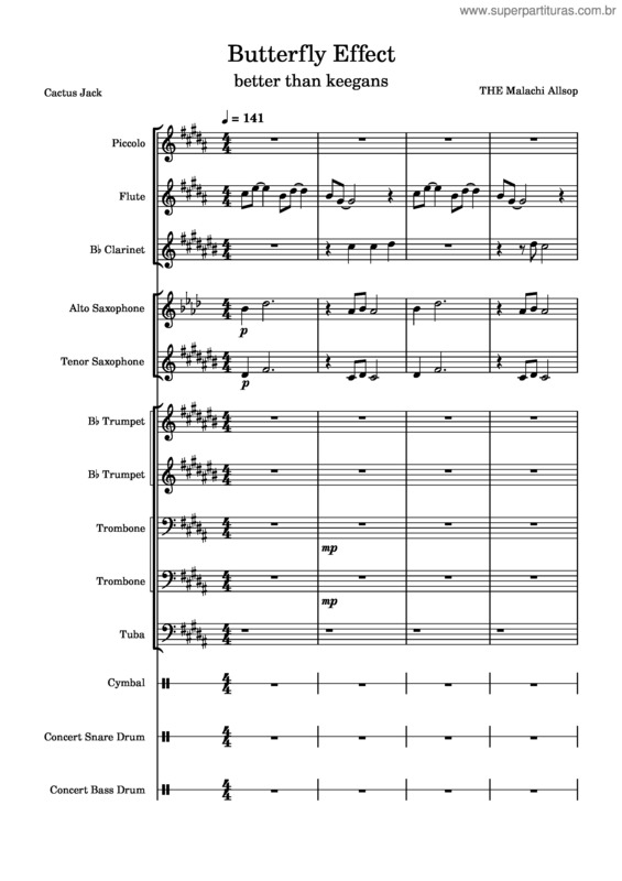 Partitura da música Butterfly Effect v.2