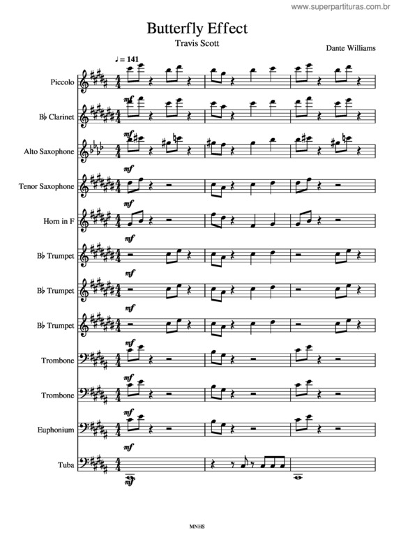 Partitura da música Butterfly Effect