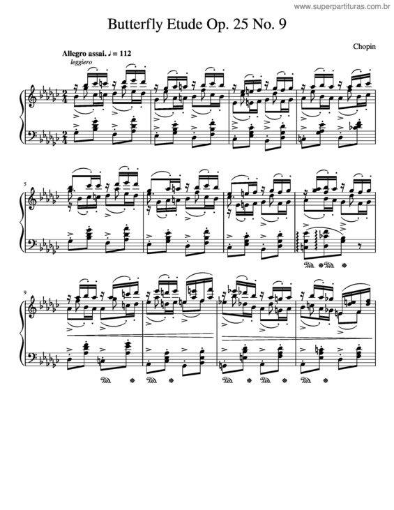 Partitura da música Butterfly Etude Op. 25 No. 9