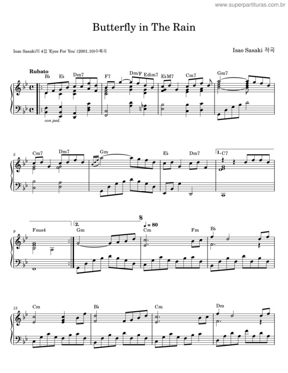 Partitura da música Butterfly In The Rain