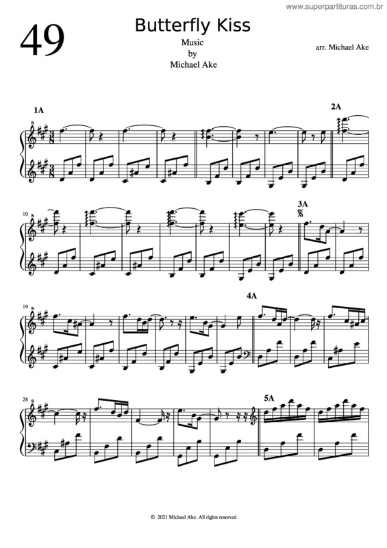 Partitura da música Butterfly Kiss v.2