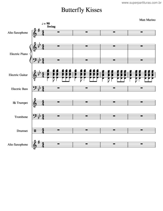 Partitura da música Butterfly Kisses v.2