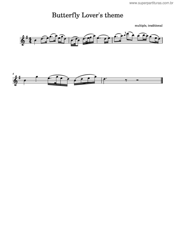 Partitura da música Butterfly Lover`S Theme