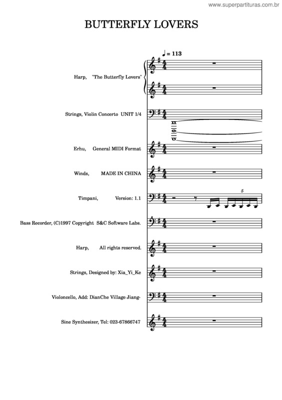 Partitura da música Butterfly Lover