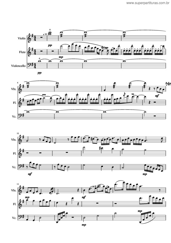 Partitura da música Butterfly Lovers  For Violin, Flute And Cello Trio