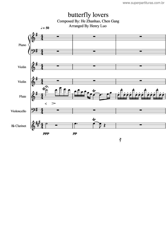 Partitura da música Butterfly Lovers v.5