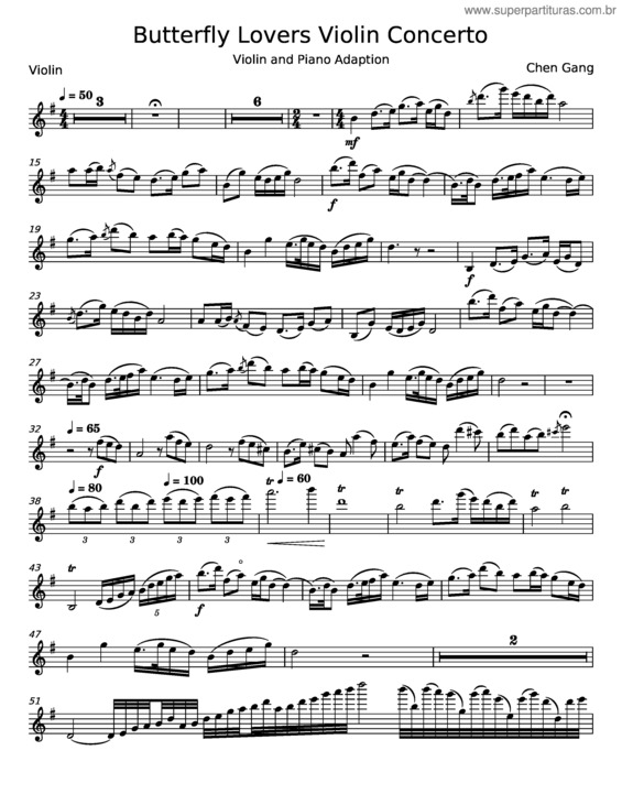 Partitura da música Butterfly Lovers v.7