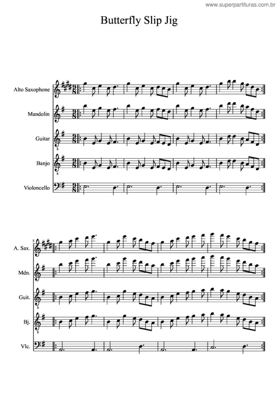 Partitura da música Butterfly Slip Jig