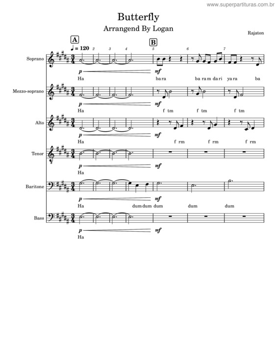 Partitura da música Butterfly v.35