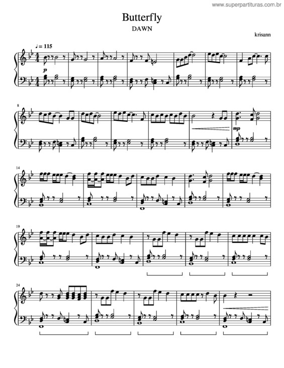 Partitura da música Butterfly v.39