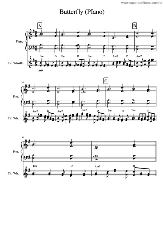 Partitura da música Butterfly v.47