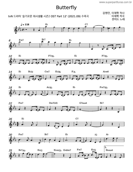 Partitura da música Butterfly v.59