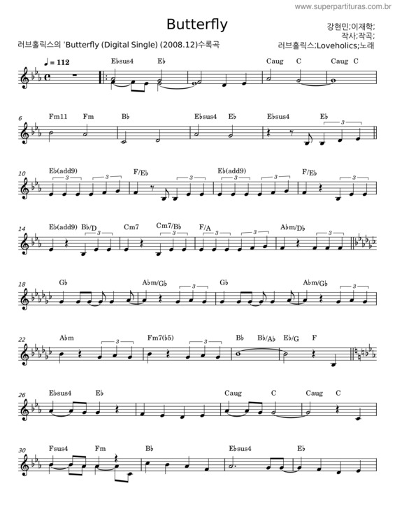 Partitura da música Butterfly v.64