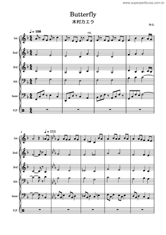 Partitura da música Butterfly v.71