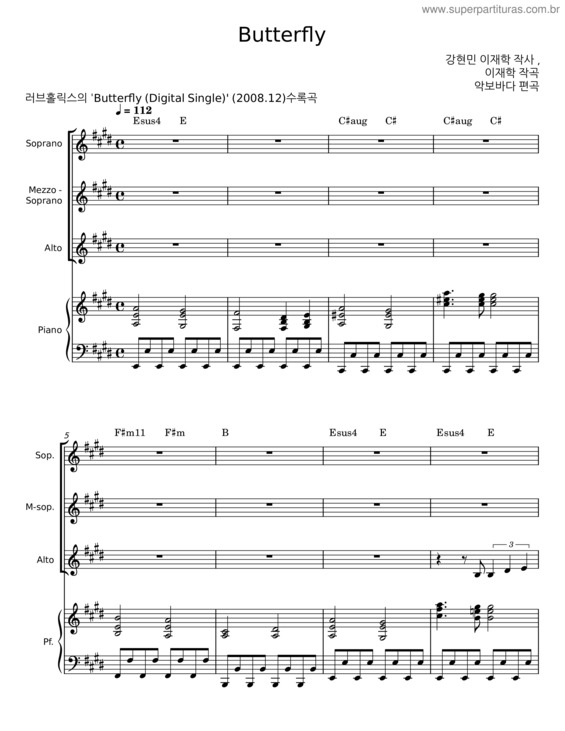 Partitura da música Butterfly v.88