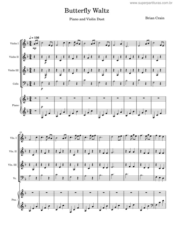 Partitura da música Butterfly Wailtz