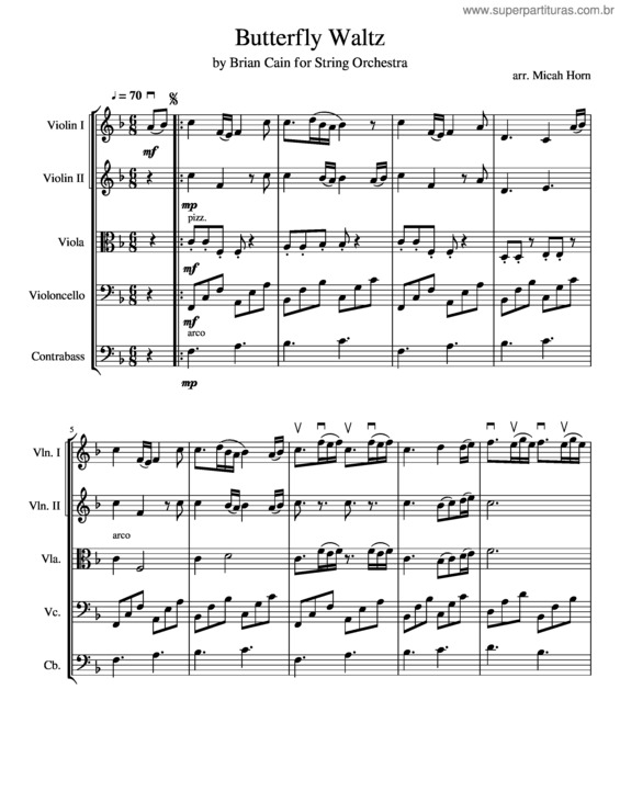 Partitura da música Butterfly Waltz Orchestra