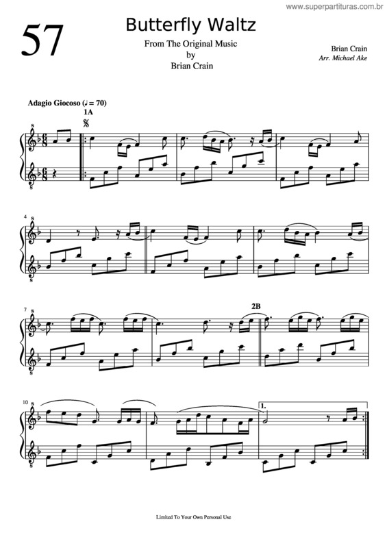 Partitura da música Butterfly Waltz