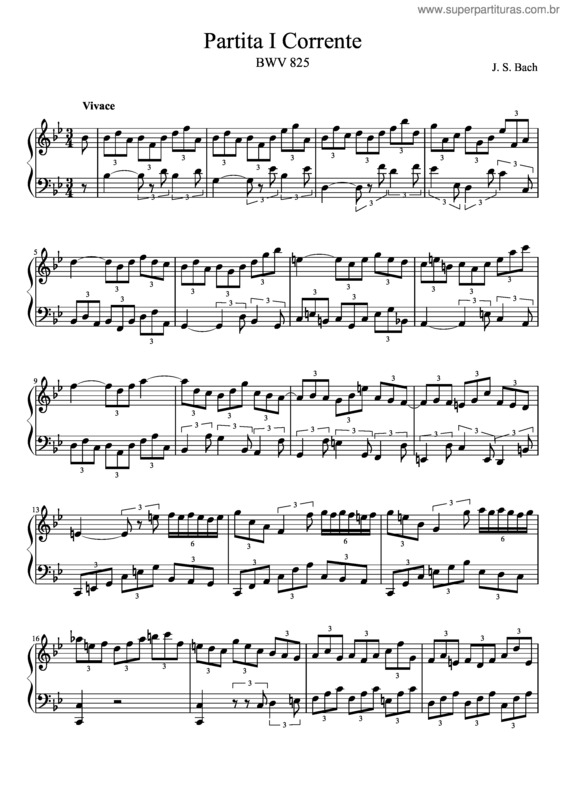 Partitura da música Bwv 825 Partita I Corrente