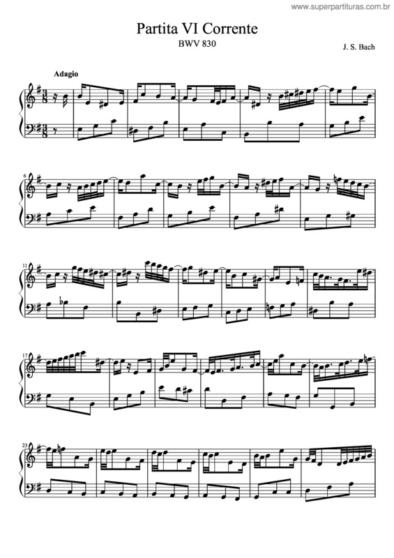 Partitura da música Bwv 830 Partita Vi Corrente