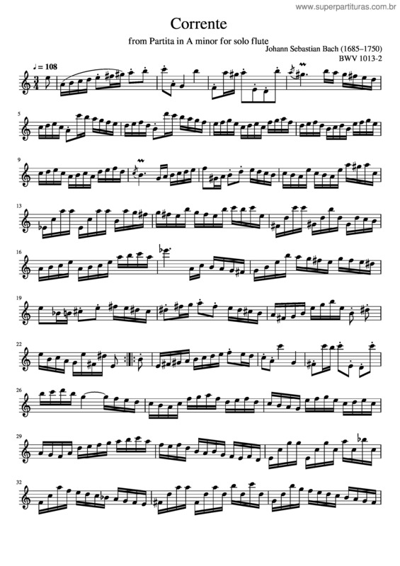 Partitura da música Bwv1013-2