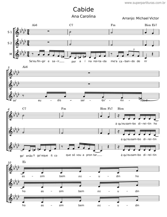 Partitura da música Cabide