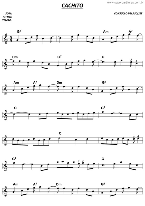 Partitura da música Cachito v.3