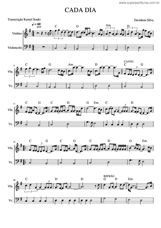 Partitura da música Cada Dia v.5