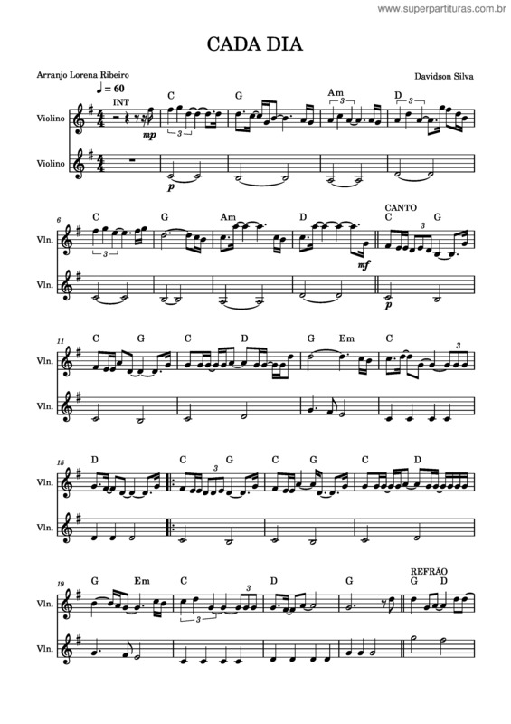 Partitura da música Cada Dia v.6