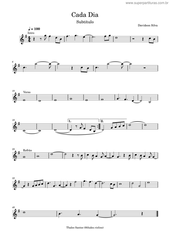 Partitura da música Cada Dia v.8