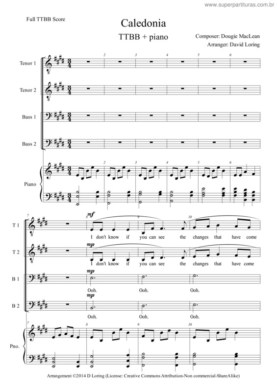 Partitura da música Caledonia