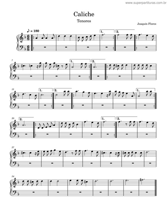 Partitura da música Caliche Tenores