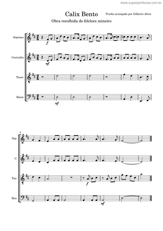 Partitura da música Calix Bento v.4