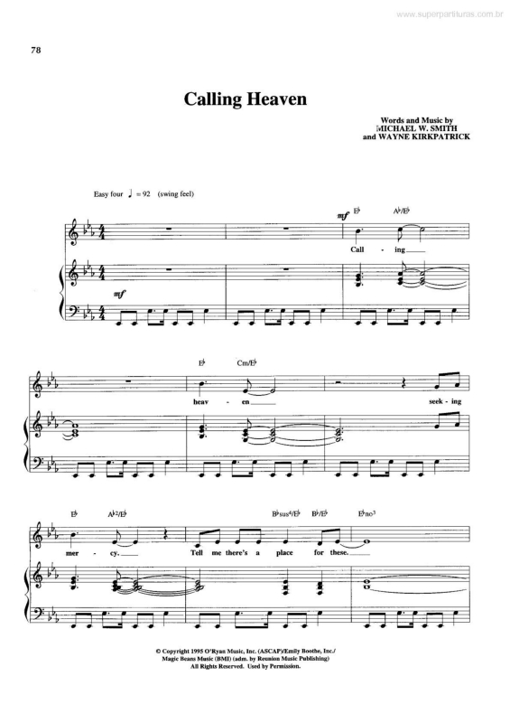 Partitura da música Calling Heaven