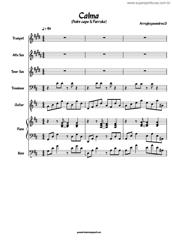 Partitura da música Calma