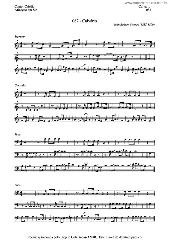 Partitura da música Calvário v.3